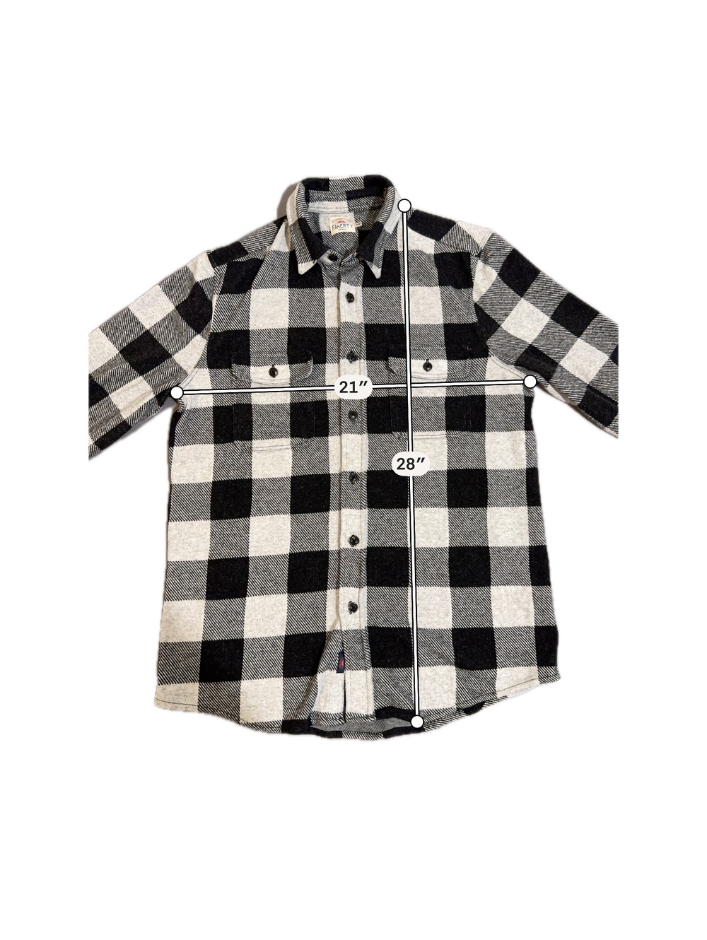 Faherty Flannel Shirt Mens Medium Black Plaid Long Sleeve Button Up - Picture 2 of 6